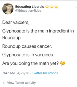 Read more about the article Vaccine Cancer Connection: Glyphosate is the main ingredient in Roundup – Roundup causes cancer – Glyphosate is in vaccines.