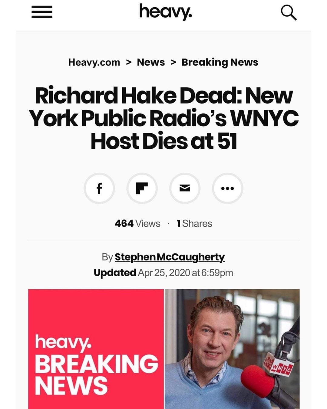 You are currently viewing Richard Hake Dead: New York Public Radio’s WNYC Host Dies at 51
