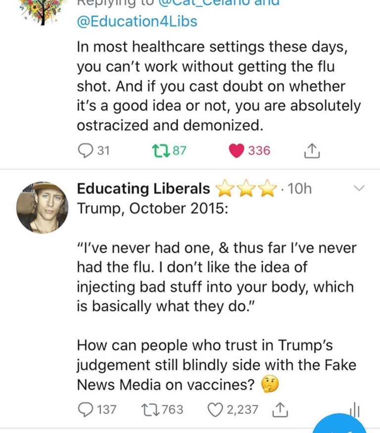 Read more about the article In most healthcare settings these days, you can’t work without getting the flu shot. If you cast doubt you are absolutely ostracized and demonized.