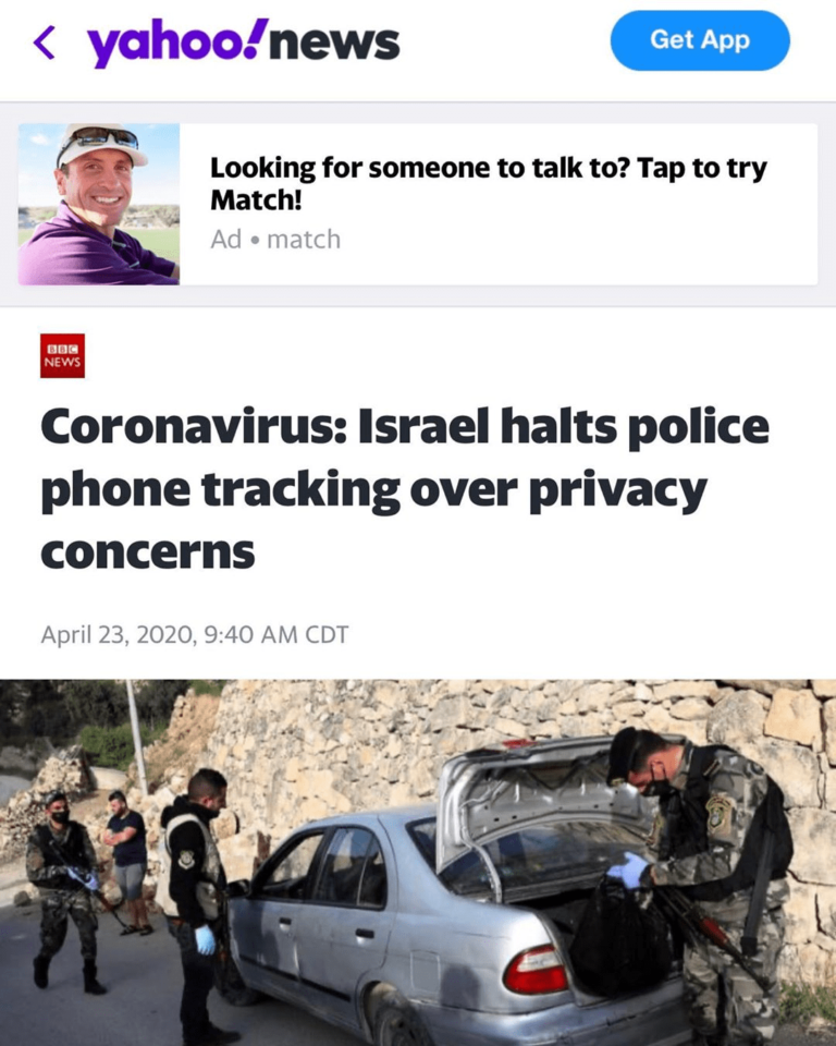 Read more about the article Coronavirus: Israel halts police phone tracking over privacy concerns