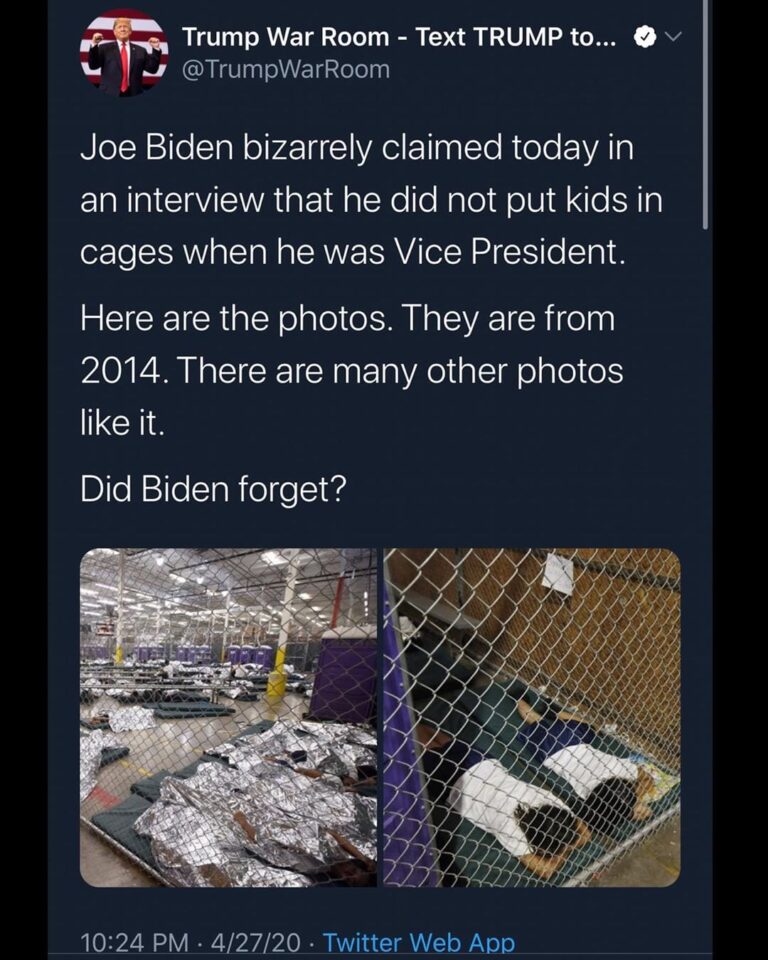Read more about the article Joe Biden Must Have Forgotten When He Put Children In Cages Under Obama Admin