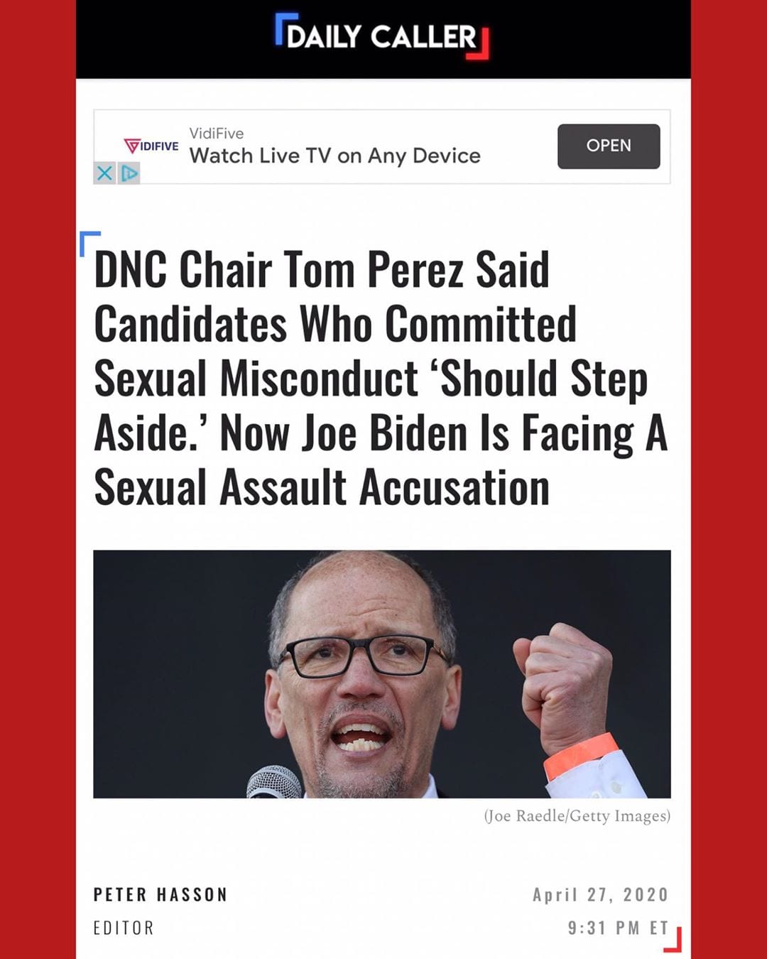You are currently viewing DNC Chair Tom Perez Said Candidates Who Committed Sexual Misconduct ‘Should Step Aside.’ Now Joe Biden Is Facing A Sexual Assault Accusation