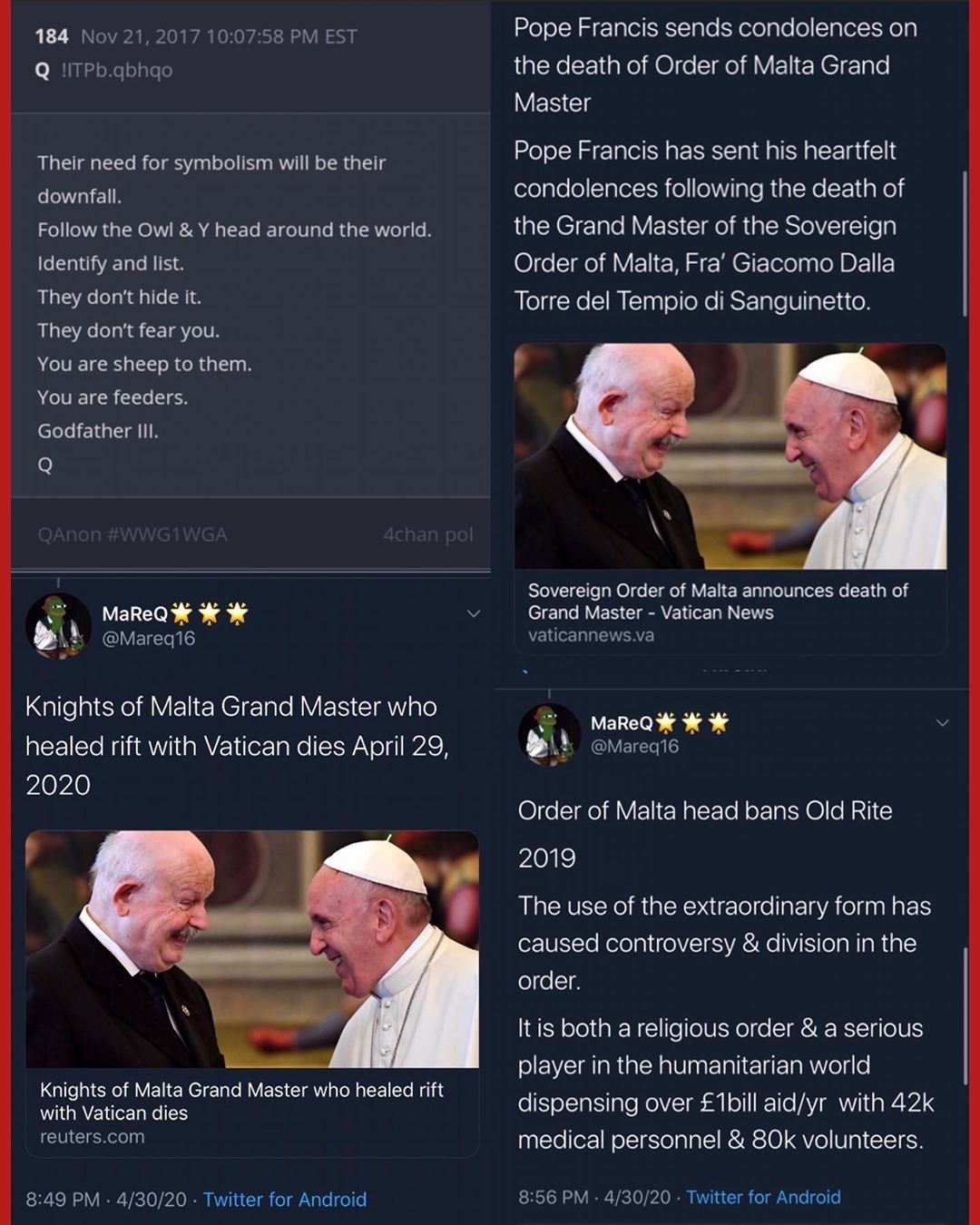 You are currently viewing TMB Update: [Knights of Malta]
Swiss Guard = Guardians of the Pope
Who controls NK?
Who really controls NK? 2020-05-01 03:07:07