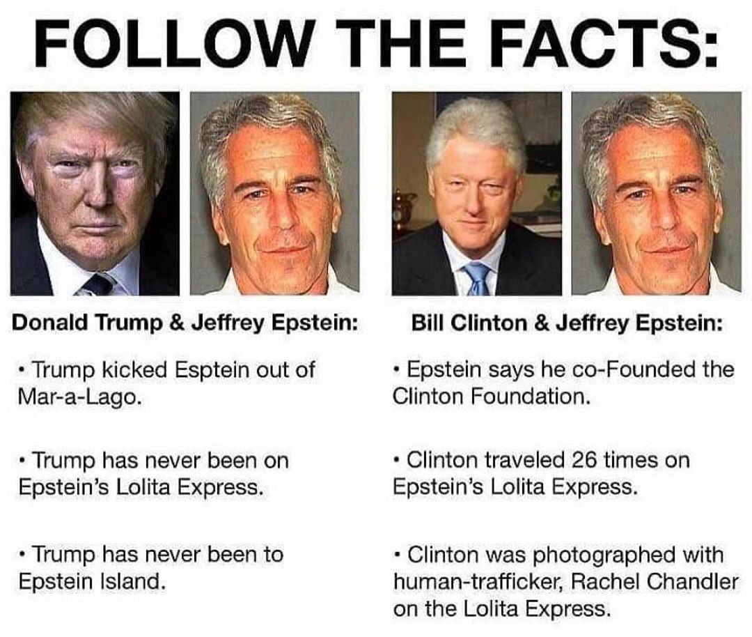 FOLLOW THE FACTS: Donald Trump Jeffrey Epstein: Bill Clinton