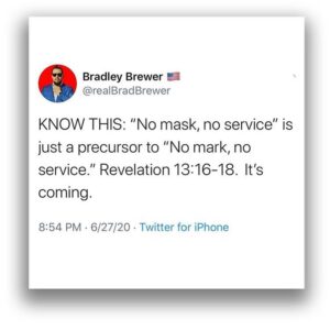 Read more about the article KNOW THIS: “No mask, no service” is just a precursor to “No mark, no service.” R…