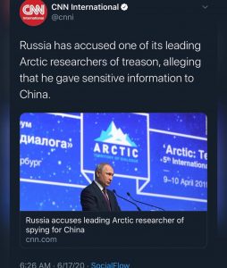 Read more about the article Russia accuses leading Arctic researcher of spying for China