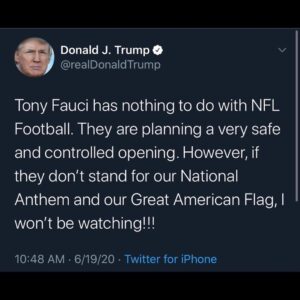 Read more about the article @realDonaldTrump Tony Fauci has nothing to do with NFL Football. They are planni…