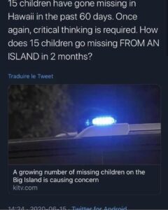 Read more about the article 15 children have gone missing in Hawaii in the past 60 days. Once again, critica…
