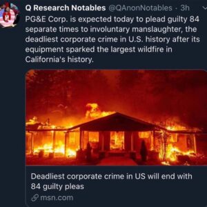 Read more about the article PG&E Corp. is expected today to plead guilty 84 separate times to involuntary ma…