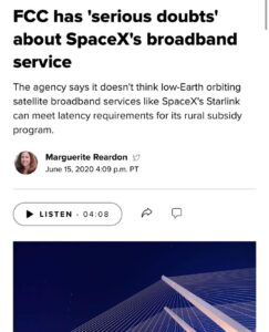 Read more about the article FCC has ‘serious doubts’ about SpaceX’s broadband service…