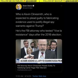 Read more about the article Kevin Clinesmith Text (10/2/2016): “I Have Initiated The Destruction of the Repu…