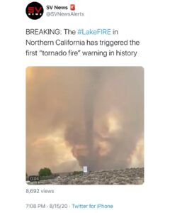 Read more about the article You can mark fire tornado off of your 2020 Apocalypse Bingo card….