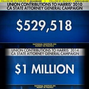 Read more about the article Union contributions to Harris’ campaigns… the same unions the left want to dis…