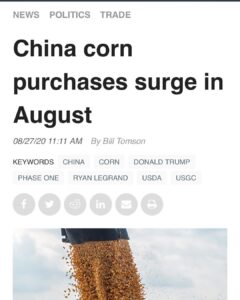 Read more about the article China buying more corn than contracted $$$ Trump postpones trade talks assessing…