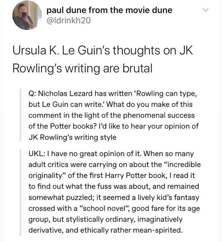 Read more about the article A reminder that JK Rowling is the definition of white mediocrity. …