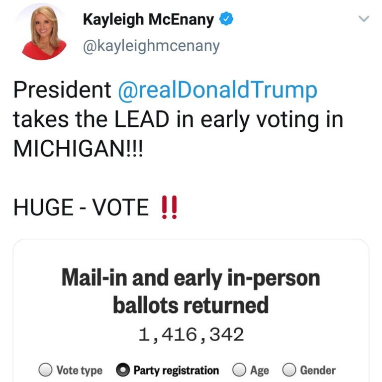 Read more about the article President  takes the LEAD in early voting in MICHIGAN!!!

HUGE – VOTE