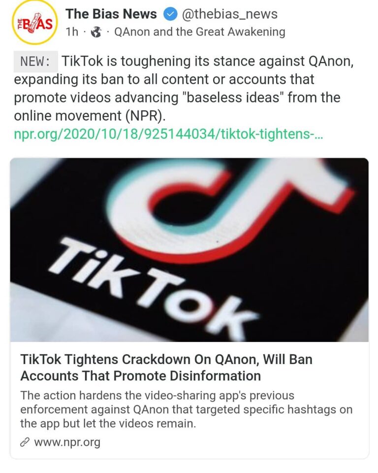 Read more about the article TikTok Tightens Crackdown On QAnon, WillI Ban Accounts That Promote Disinformation