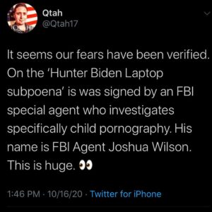 Read more about the article On the Hunter Biden Laptop subpoena’ is was signed by an FBI special agent who investigates specifically child pornography.