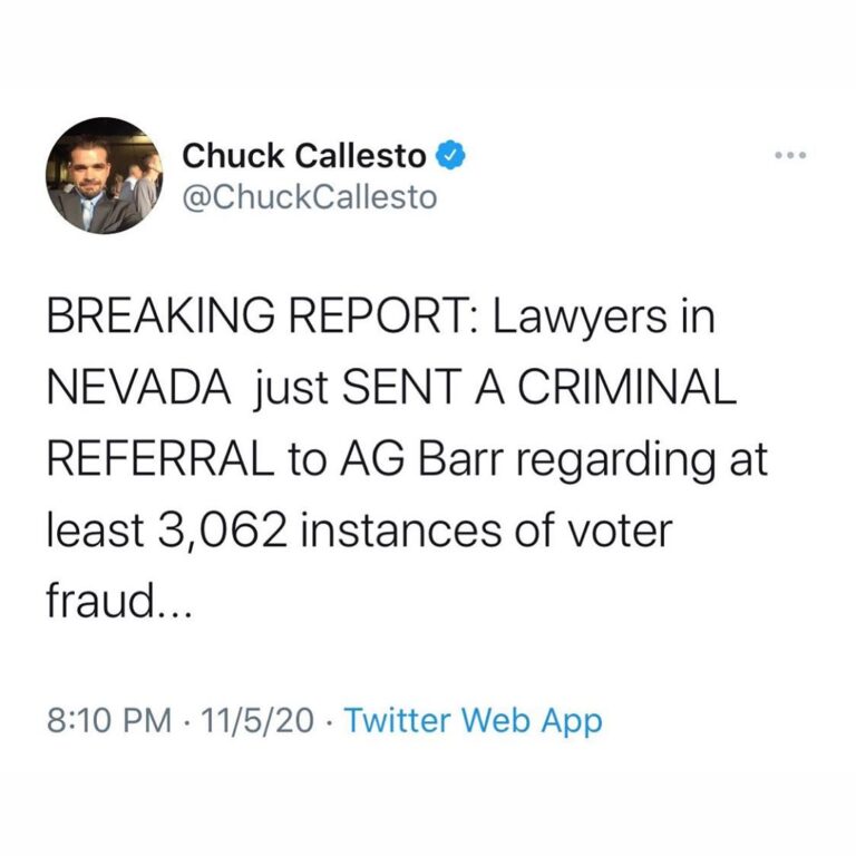 Read more about the article Lawyers in NEVADA just SENT A CRIMINAL REFERRAL to AG Barr regarding at least 3,062 instances of voter fraud…