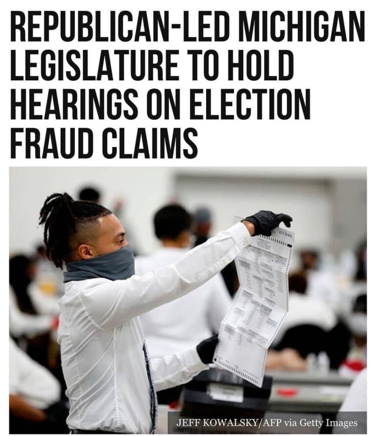 Read more about the article REPUBLICAN-LED MICHIGAN LEGISLATURE TO HOLD HEARINGS ON ELECTION FRAUD CLAIMS
