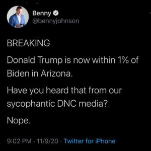 BREAKING Donald Trump is now within 1% of Biden in Arizona.