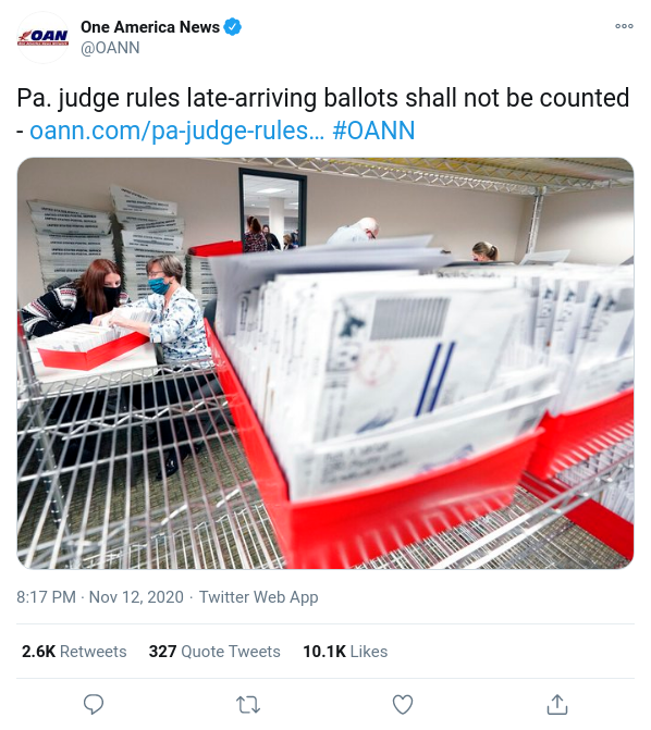 Read more about the article Pa. judge rules late-arriving ballots shall not be counted
