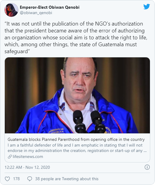 Read more about the article “It was not until the publication of the NGO’s authorization that the president became aware of the error of authorizing an organization whose social aim is to attack the right to life, which, among other things, the state of Guatemala must safeguard”
