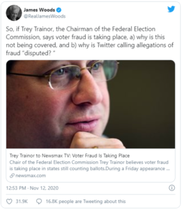 Read more about the article So, if Trey Trainor, the Chairman of the Federal Election Commission, says voter fraud is taking place…