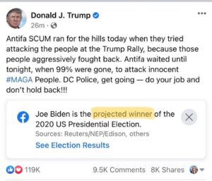 Read more about the article Interesting that Facebook and IG have changed Biden from â€œpresident-electâ€� to â€œp
