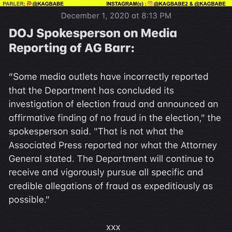 Read more about the article Some media outlets have incorrectly reported that the Department has concluded its investigation of election fraud