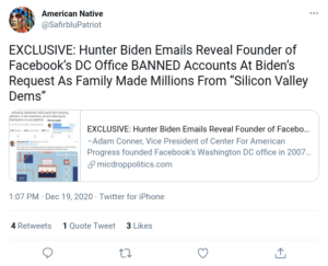 Read more about the article EXCLUSIVE: Hunter Biden Emails Reveal Founder of Facebook’s DC Office BANNED Accounts At Biden’s Request As Family Made Millions From “Silicon Valley Dems”