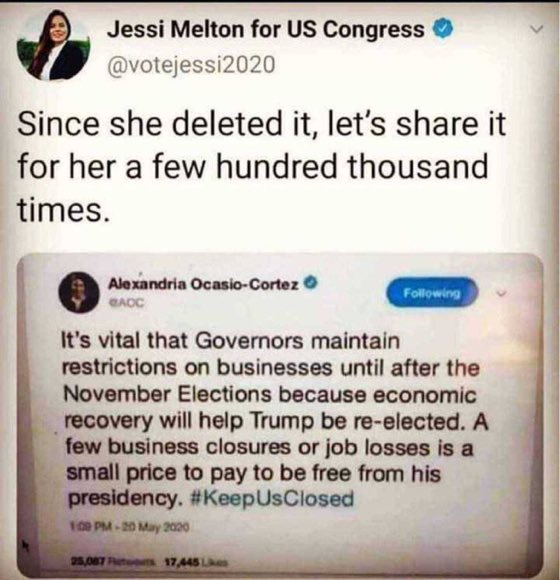 Read more about the article AOC EXPOSED: Never Forget The Real Reason [They] Want To Keep Businesses Closed