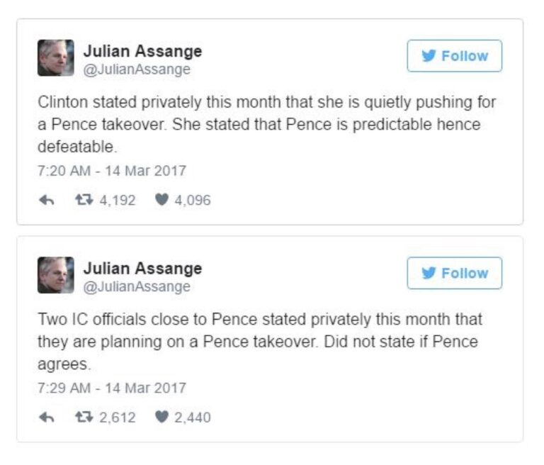Read more about the article Seems clear that at least back in 2017, Julian Assange had some concerns about Mike Pence.