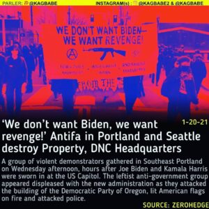 Read more about the article ‘We don’t want Biden, we want revenge!’ Antifa in Portland and Seattle destroy Property, DNC Headquarters