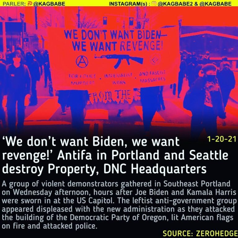 Read more about the article ‘We don’t want Biden, we want revenge!’ Antifa in Portland and Seattle destroy Property, DNC Headquarters