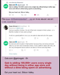 Read more about the article Gab is adding 100,000+ users every single day without being in either app store and without a dime being spent on advertising.