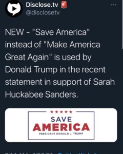 Read more about the article NEW – “Save America” instead of “Make America Great Again” is used by Donald Tru
