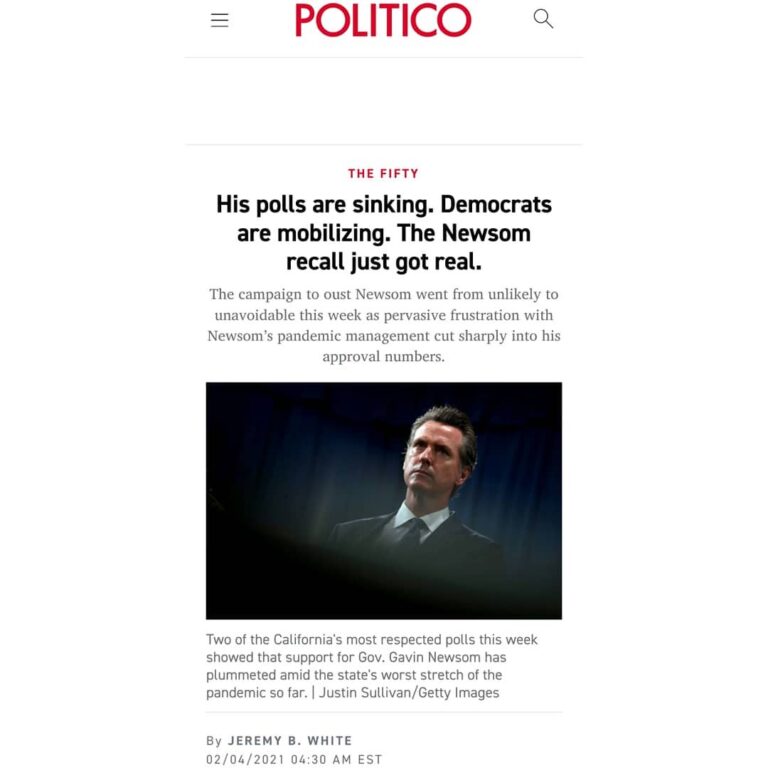Read more about the article His polls are sinking. Democrats are mobilizing. The Newsom recall just got real.