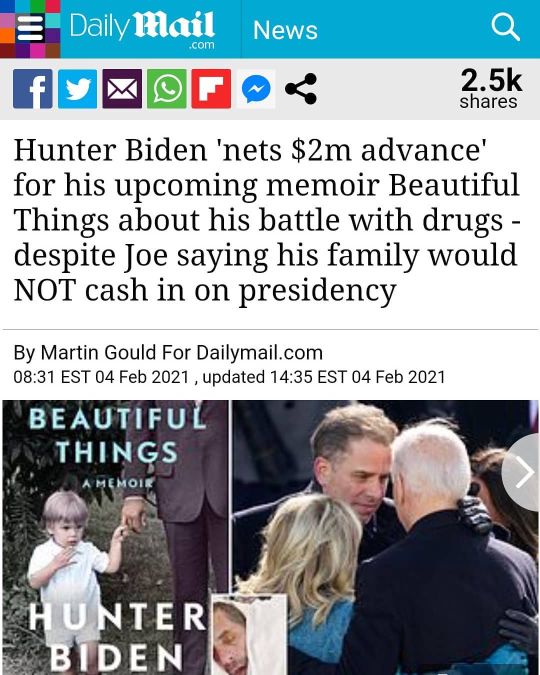 You are currently viewing Hunter Biden ‘nets $2m advance’ for his upcoming memoir Beautiful Things about his battle with drugs – despite Joe saying his family would NOT cash in on presidency