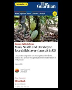 Read more about the article Mars, Nestlé and Hershey to face child slavery lawsuit in US

Eight children who
