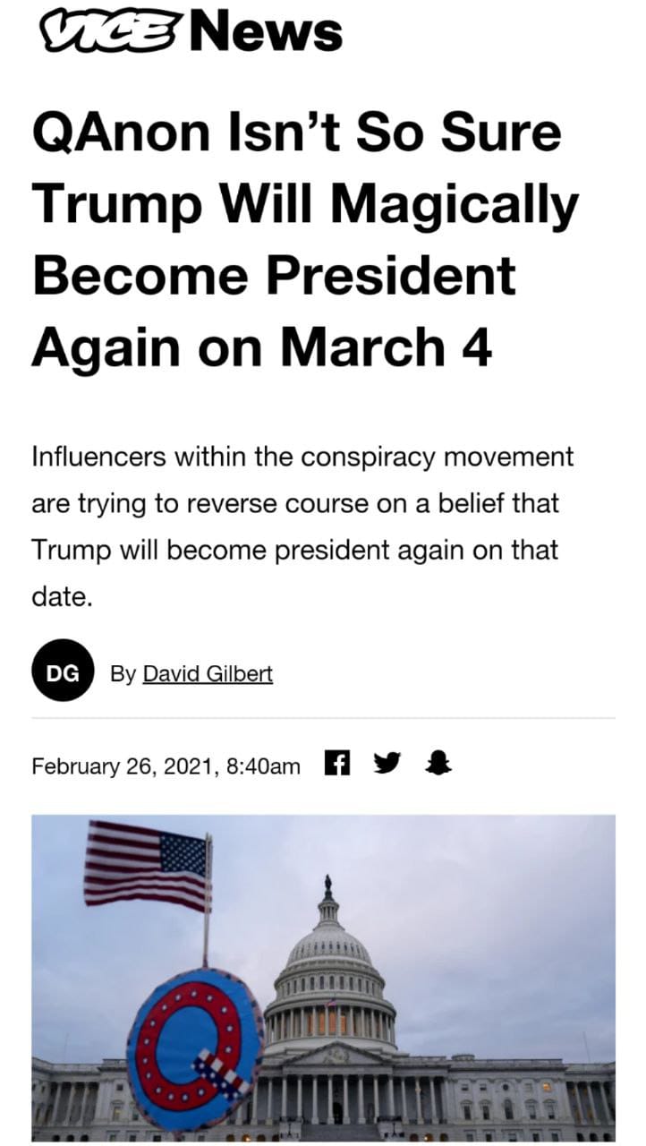 QAnon Isn’t So Sure Trump Will Magically Become President Again on March 4