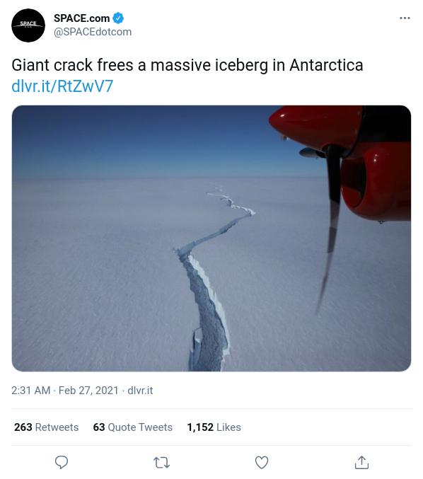Read more about the article Giant crack frees a massive iceberg in Antarctica