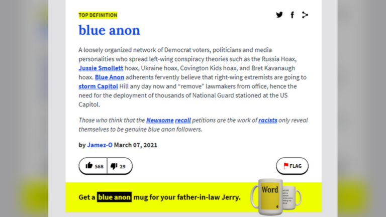 Read more about the article Urban Dictionary restores ‘Blue Anon’ after censorship backlash over new label for left-wing conspiracy theorists — RT USA News