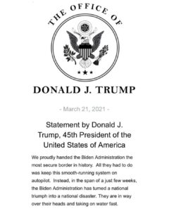 Read more about the article New statement from Trump on Border Crisis 

“This Administrations reckless polic