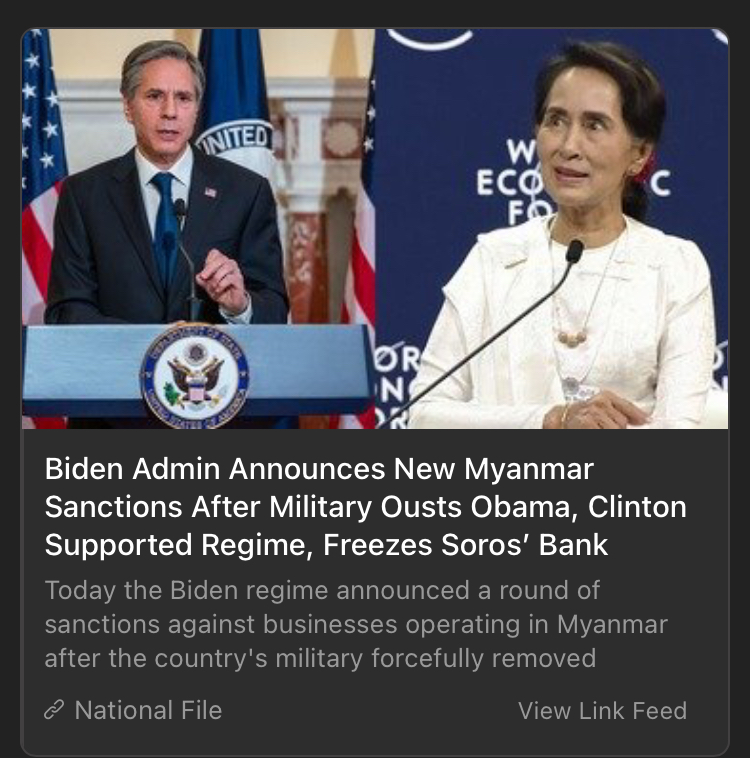 Read more about the article Biden Admin Announces New Myanmar Sanctions After Military Ousts Obama, Clinton Supported Regime, Freezes Soros’ Bank – National File
