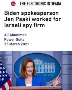 Read more about the article Biden spokesperson Jen Psaki worked for Israeli spy firm