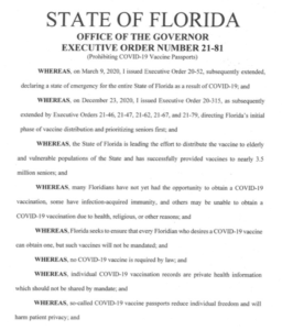 Read more about the article JUST IN – Florida’s Gov. DeSantis issues Executive Order banning vaccine passpor