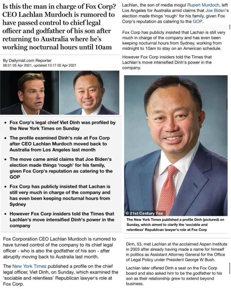 Read more about the article Is this the man in charge of Fox Corp? CEO Lachlan Murdoch is rumored to have passed control to chief legal officer and godfather of his son after returning to Australia where he’s working nocturnal hours until 10am