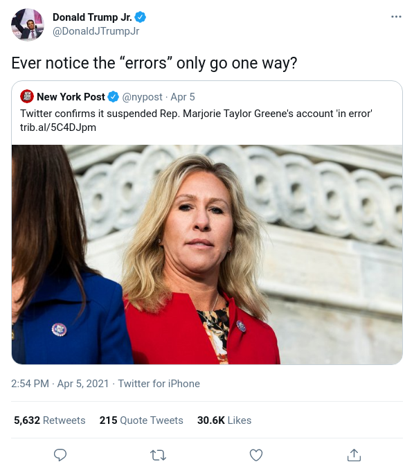 Read more about the article Twitter confirms it suspended Rep. Marjorie Taylor Greene’s account ‘in error’