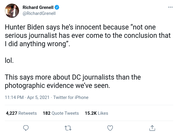 Read more about the article Hunter Biden says he’s innocent because “not one serious journalist has ever come to the conclusion that I did anything wrong”.  lol